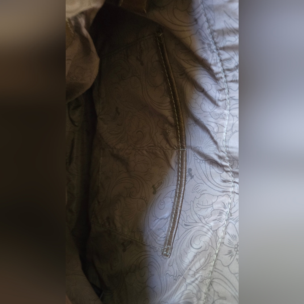 Justin Boots Brown Concealed Carry Ostrich Leather Shoulder Bag 15"×12"×5" NWT - Picture 11 of 11